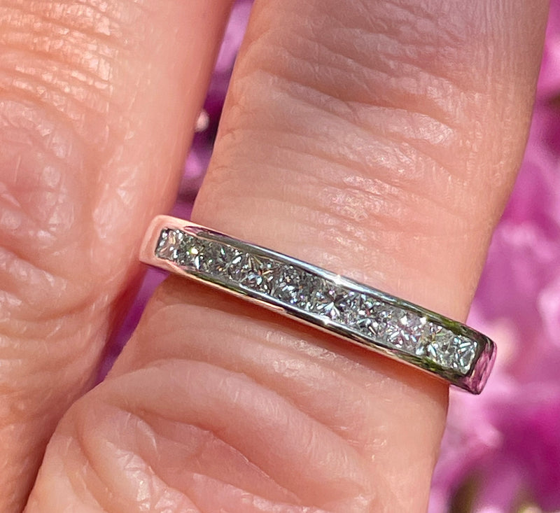 0.50ct Princess cut Diamond Halfway Channel Set Wedding Platinum Band Ring