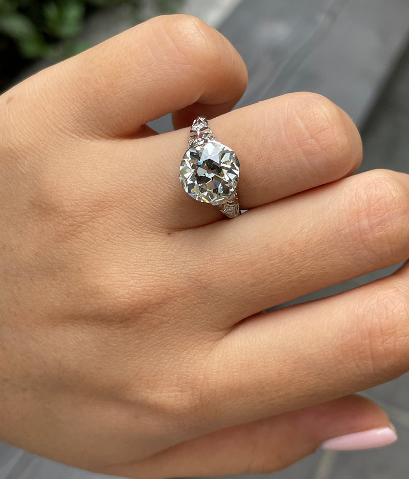 GIA Edwardian 4.45ctw OLD EUROPEAN Diamond Platinum Engagement Ring