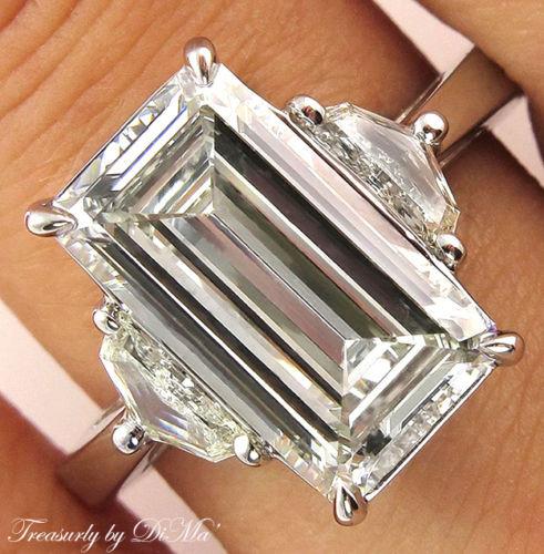 4.43CT VINTAGE ESTATE EMERALD CUT DIAMOND ENGAGEMENT WEDDING RING PLAT Treasurly by Dima Inc