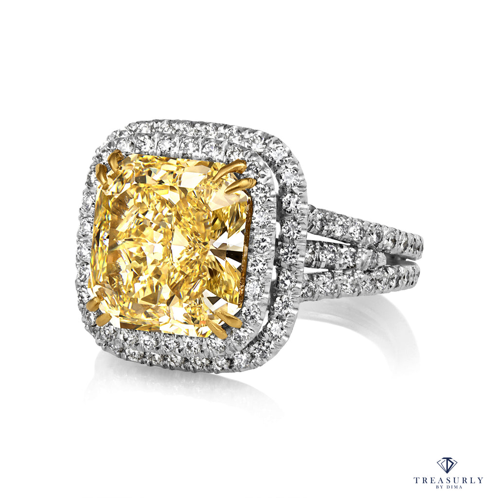 Estate “Canary” 6.03ctw Natural Fancy YELLOW Radiant Cut Diamond