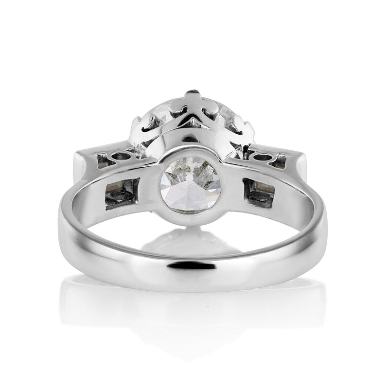 GIA Art Deco 3.55ct OLD European Diamond Engagement Antique Vintage Platinum Ring