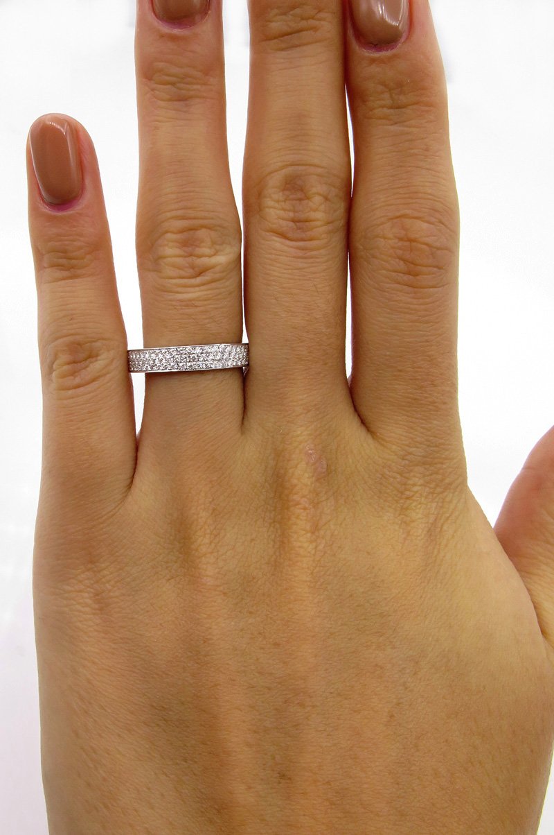 Three row pave diamond wedding band Clearance