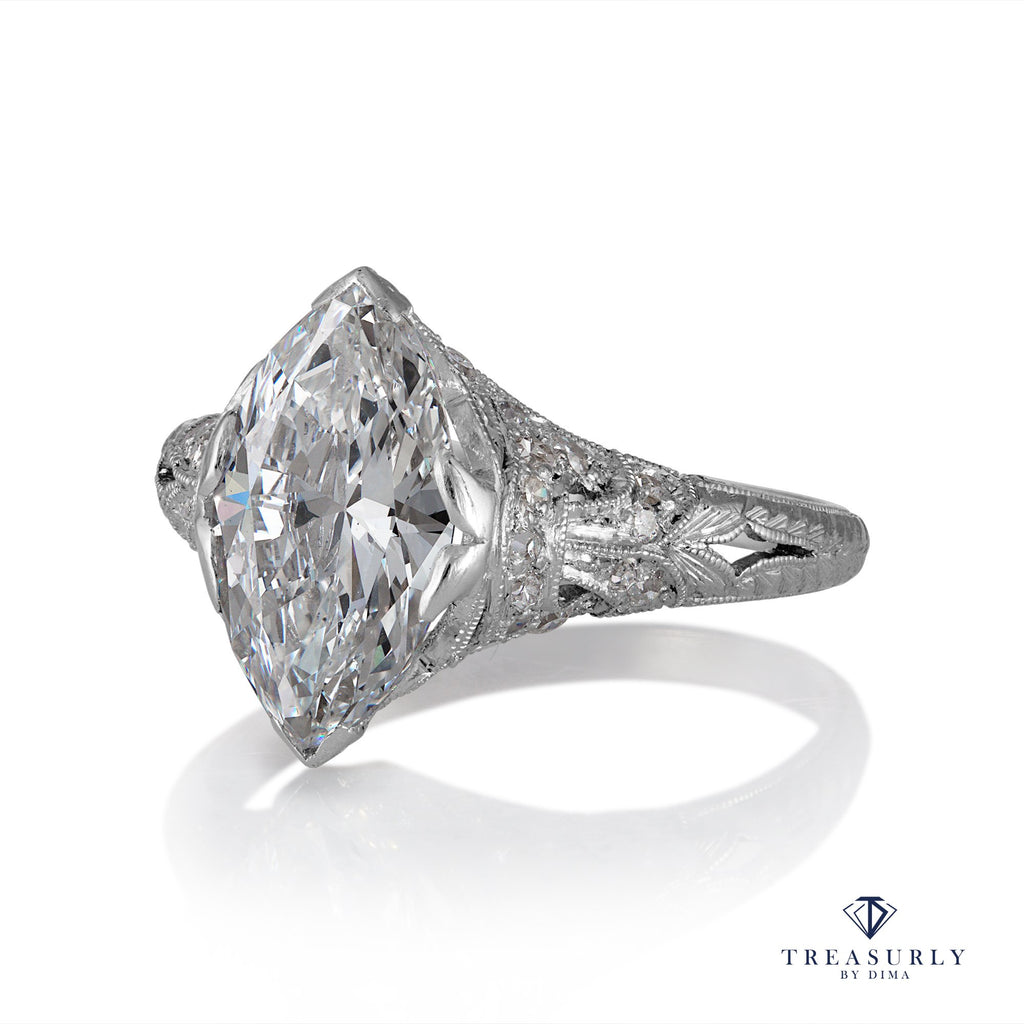 Edwardian marquise diamond sales ring