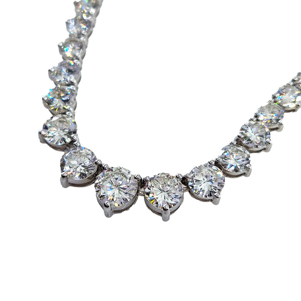 13.0ct Estate Graduated Round Diamond Riviera Tennis 14k White Gold Necklace