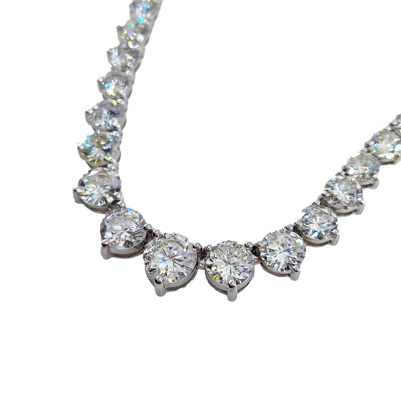 13.0ct Estate Graduated Round Diamond Riviera Tennis 14k White Gold Necklace