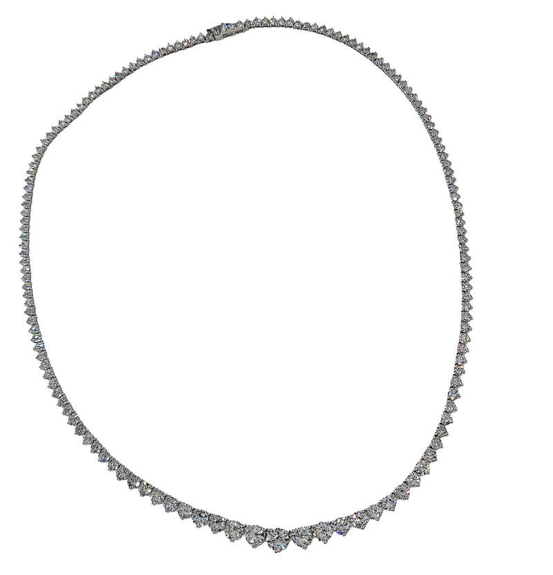 13.0ct Estate Graduated Round Diamond Riviera Tennis 14k White Gold Necklace