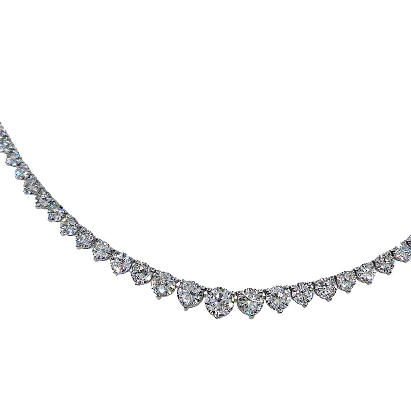 13.0ct Estate Graduated Round Diamond Riviera Tennis 14k White Gold Necklace