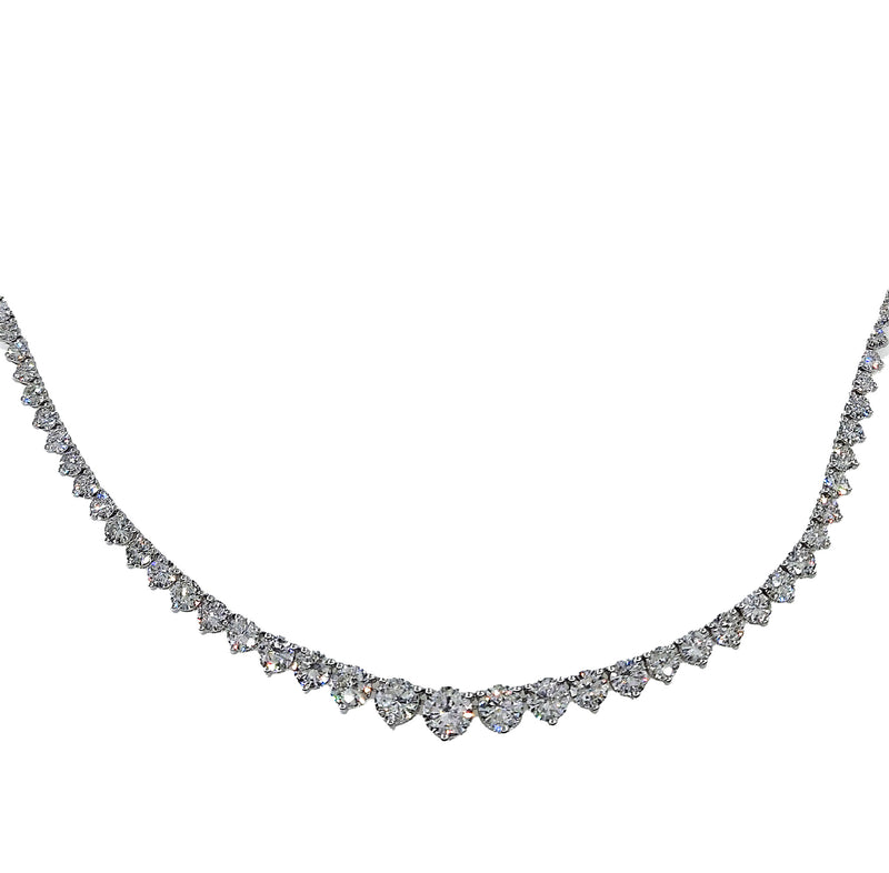 13.0ct Estate Graduated Round Diamond Riviera Tennis 14k White Gold Necklace