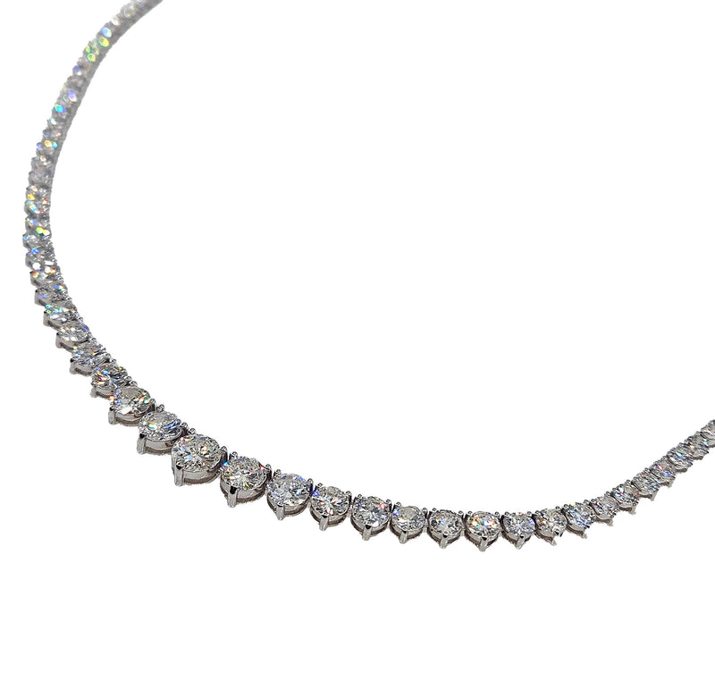 13.0ct Estate Graduated Round Diamond Riviera Tennis 14k White Gold Necklace