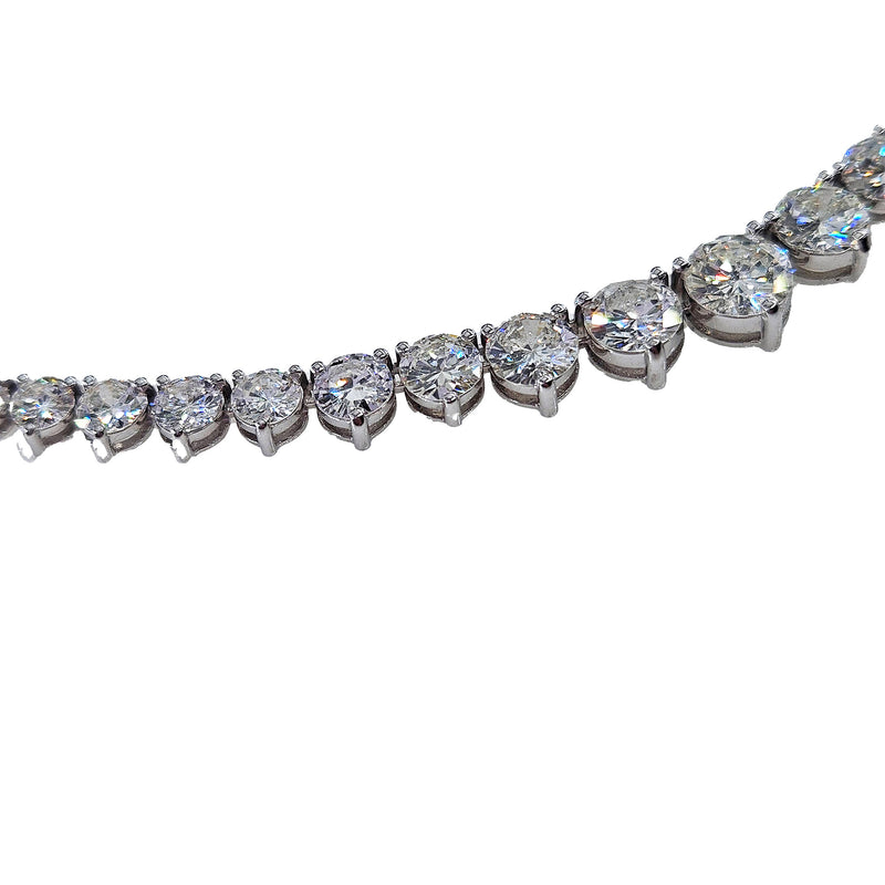 13.0ct Estate Graduated Round Diamond Riviera Tennis 14k White Gold Necklace