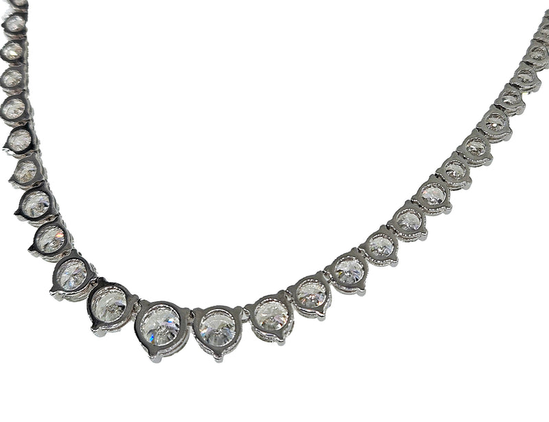 13.0ct Estate Graduated Round Diamond Riviera Tennis 14k White Gold Necklace