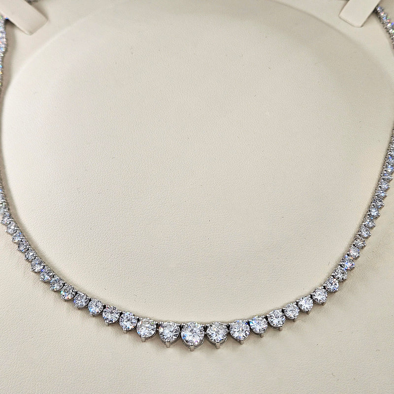 13.0ct Estate Graduated Round Diamond Riviera Tennis 14k White Gold Necklace