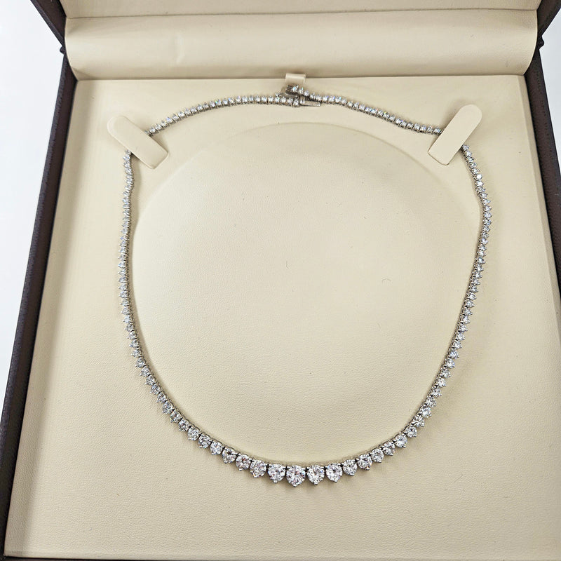 13.0ct Estate Graduated Round Diamond Riviera Tennis 14k White Gold Necklace