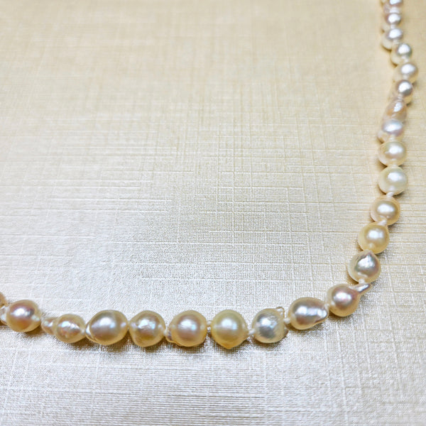Classic Estate Vintage GIA Saltwater Akoya Baroque Cultured Japanese PEARL 18.5 " Strand NECKLACE