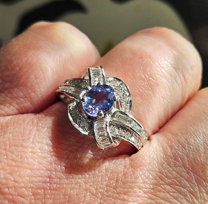 Rare Gem Mid-Century GIA 2.03ctw Natural ALEXANDRITE Diamond Vintage Platinum Ring 1950s