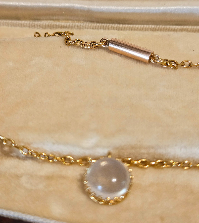 Rare c. 1870... Authentic Antique English Victorian 15ct Gold Graduated Moonstone Fringe Necklace