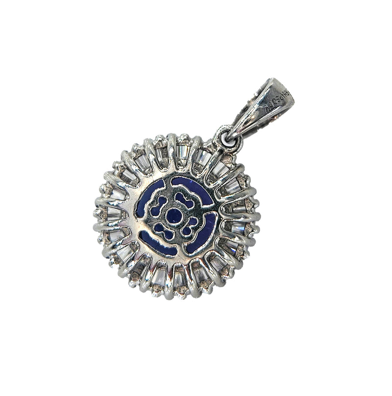 Rhapsody AAAA Round Tanzanite & E-F VS Baguettes Diamonds 3.20ctw Halo 950 Platinum Pendant