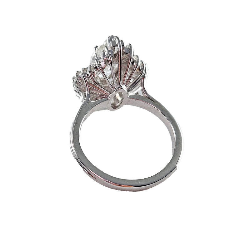 Vintage 1950s GIA 4.67ct Marquise Diamond Ballerina Cocktail 18K White Gold Ring