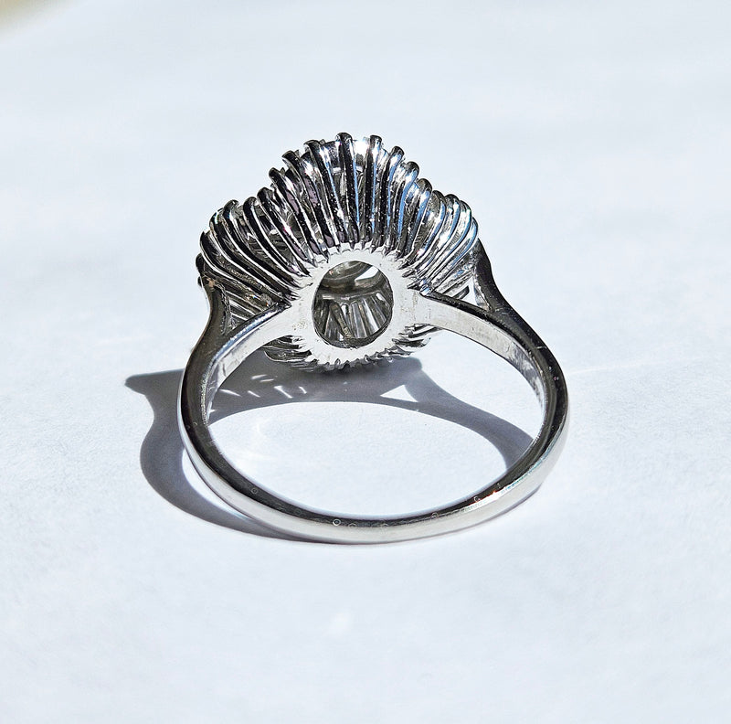 Vintage Estate GIA 4.06ct Old European Cut Diamond Ballerina Cocktail Platinum Ring