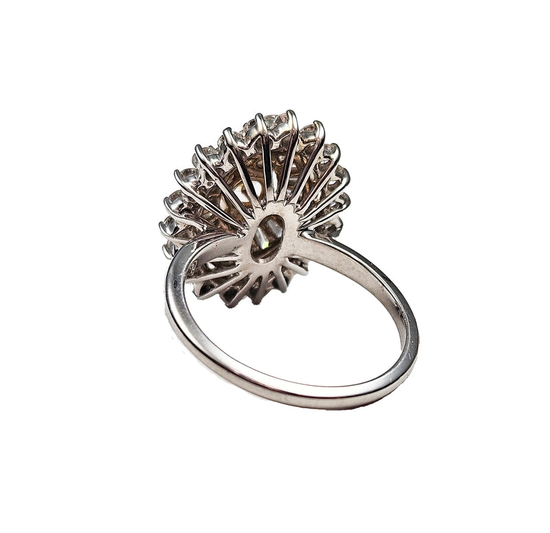 Vintage Shy 3.0ctw GIA Fancy ORANGE Diamond Ballerina Cocktail 14k White Gold Ring