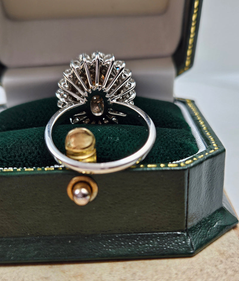 Vintage Shy 3.0ctw GIA Fancy ORANGE Diamond Ballerina Cocktail 14k White Gold Ring