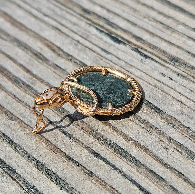 Serpent & Ancient Roman 4th Century AD Constantius II Coin The Custom 14k Gold Pendant From Imperium Coins Collection