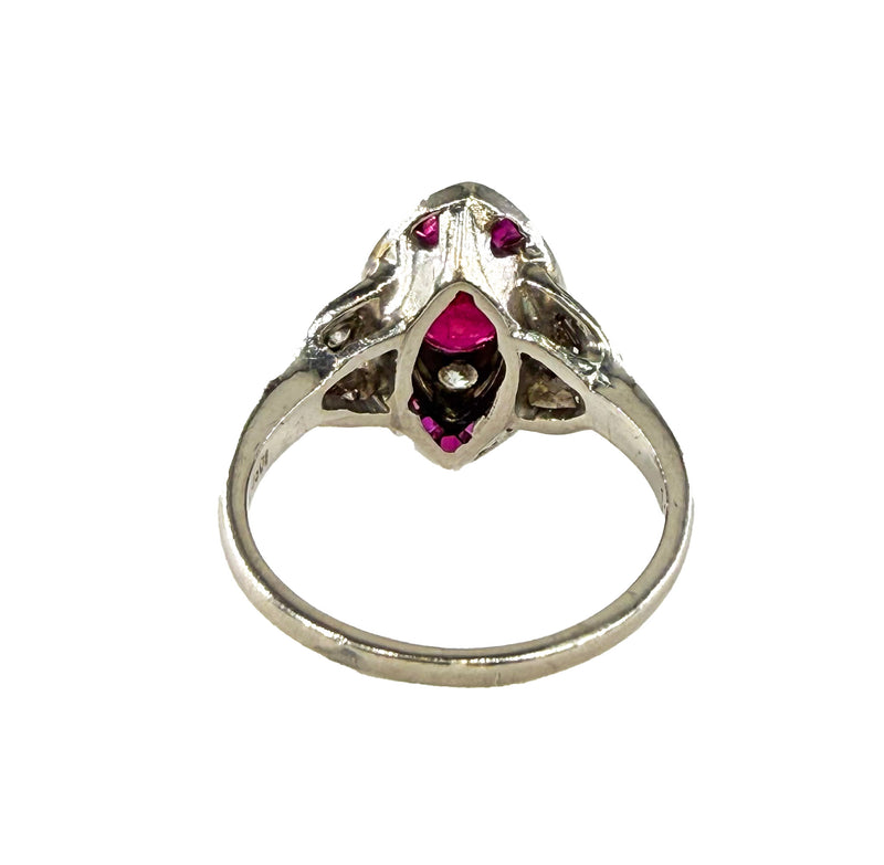 Art Deco GIA Burma Pigeon Blood Ruby and Diamond Platinum Vintage Ring, 1930s