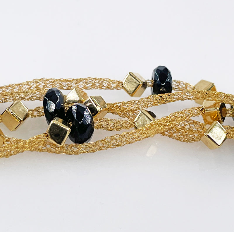 PIETRO BALESTRA Women's Bracelet Yellow Gold 18 kt Gold Spun Silk with Onyx