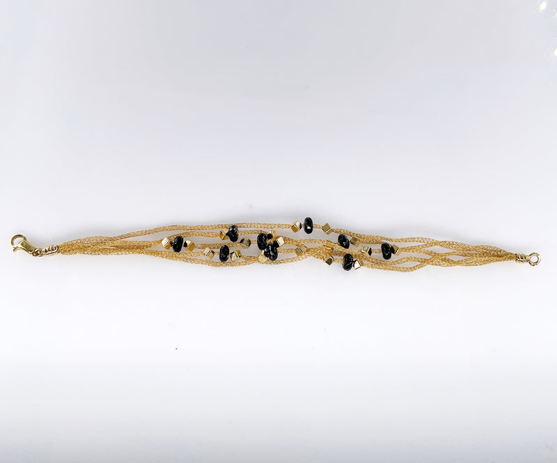 PIETRO BALESTRA Women's Bracelet Yellow Gold 18 kt Gold Spun Silk with Onyx