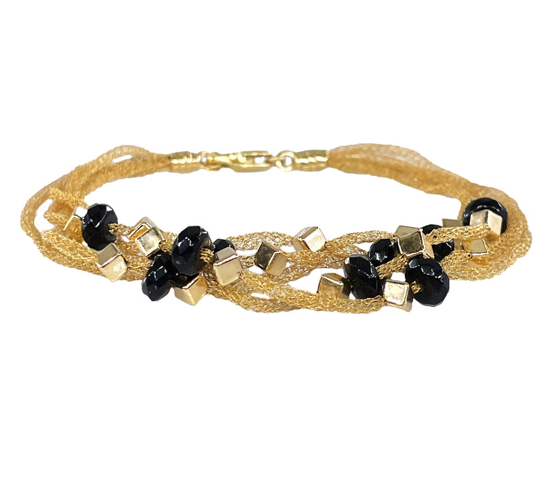 PIETRO BALESTRA Women's Bracelet Yellow Gold 18 kt Gold Spun Silk with Onyx