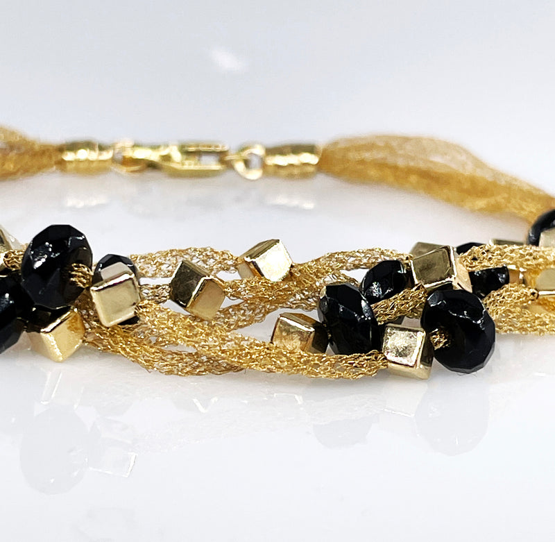 PIETRO BALESTRA Women's Bracelet Yellow Gold 18 kt Gold Spun Silk with Onyx