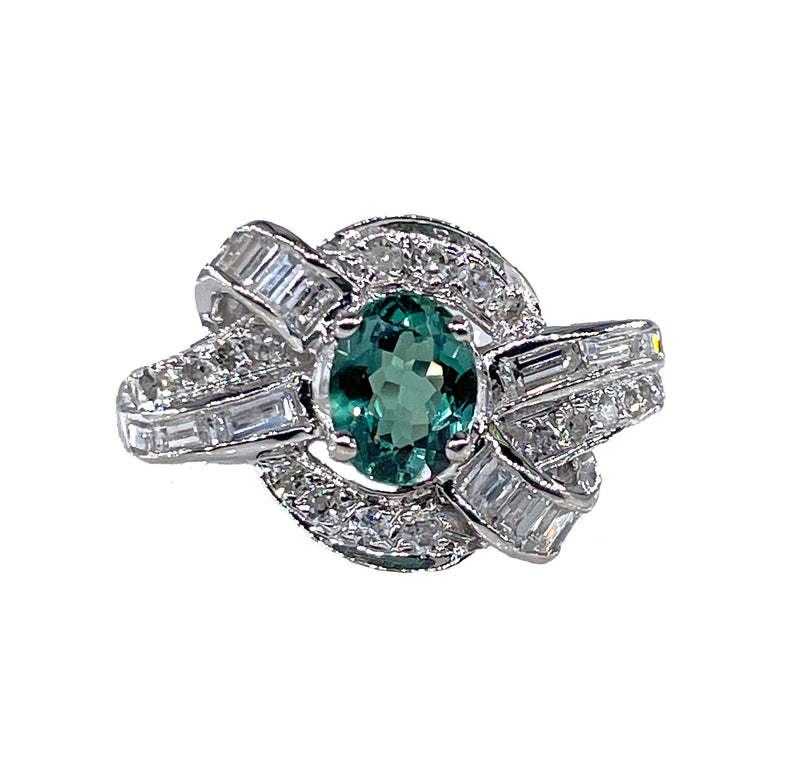 Rare Gem Mid-Century GIA 2.03ctw Natural ALEXANDRITE Diamond Vintage Platinum Ring 1950s