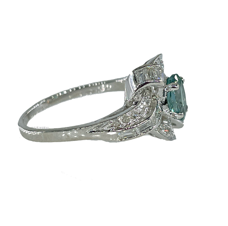 Rare Gem Mid-Century GIA 2.03ctw Natural ALEXANDRITE Diamond Vintage Platinum Ring 1950s