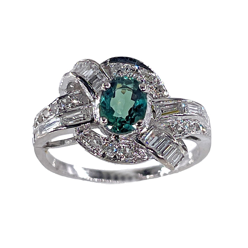 Rare Gem Mid-Century GIA 2.03ctw Natural ALEXANDRITE Diamond Vintage Platinum Ring 1950s