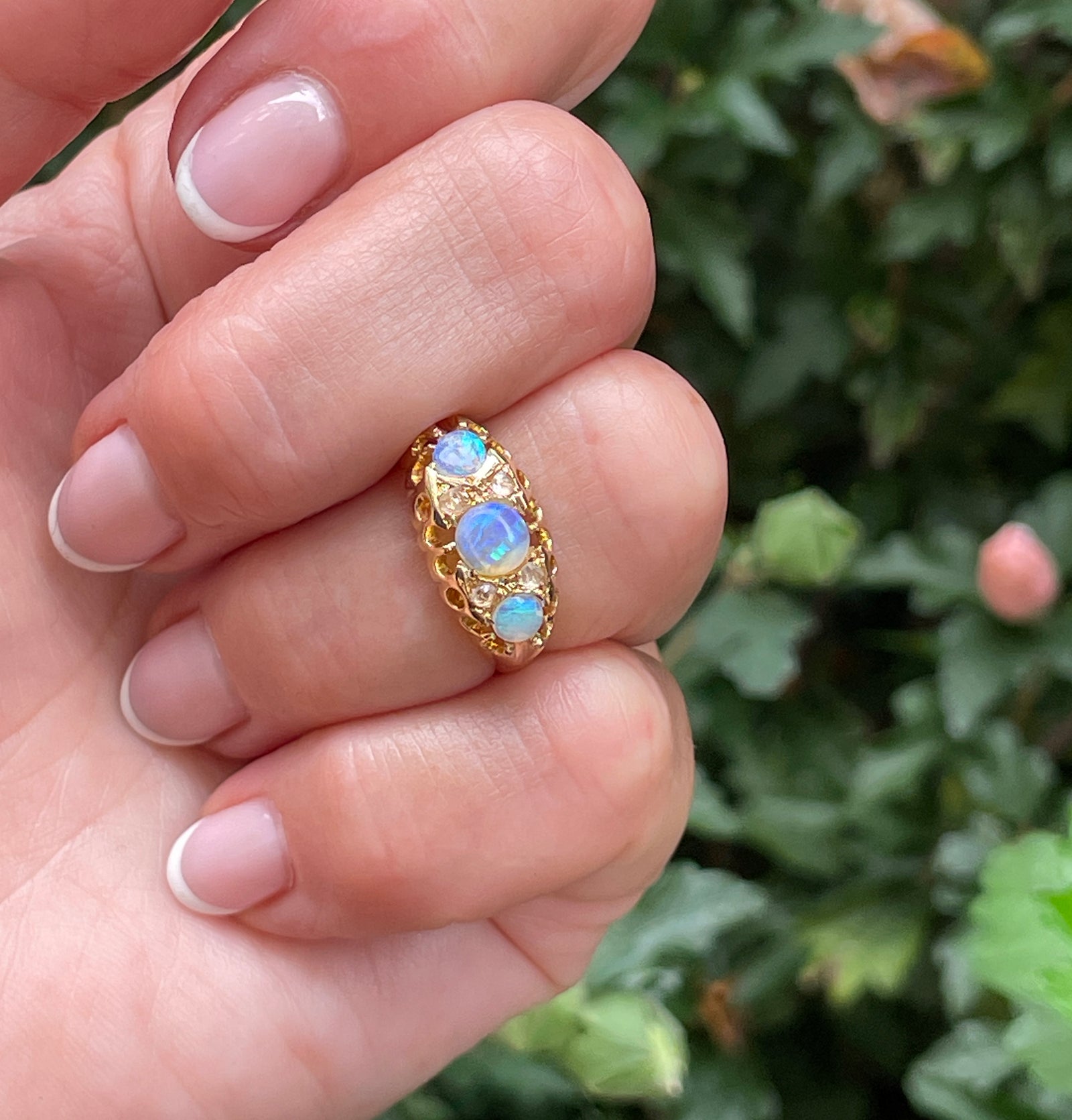 1894 Victorian Antique Opal and Diamond Wedding Anniversary