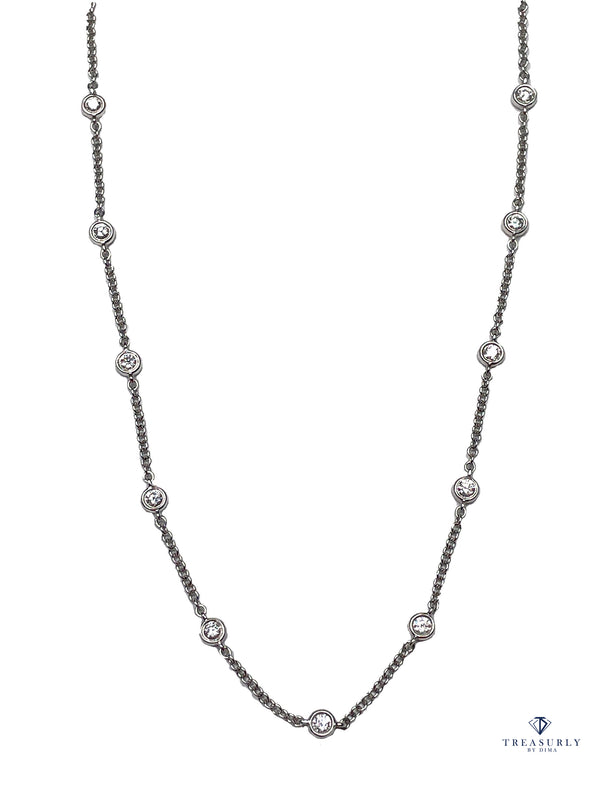 1.78ct Estate Diamond  By the Yard 18k White Gold 16-17" Chain Necklace