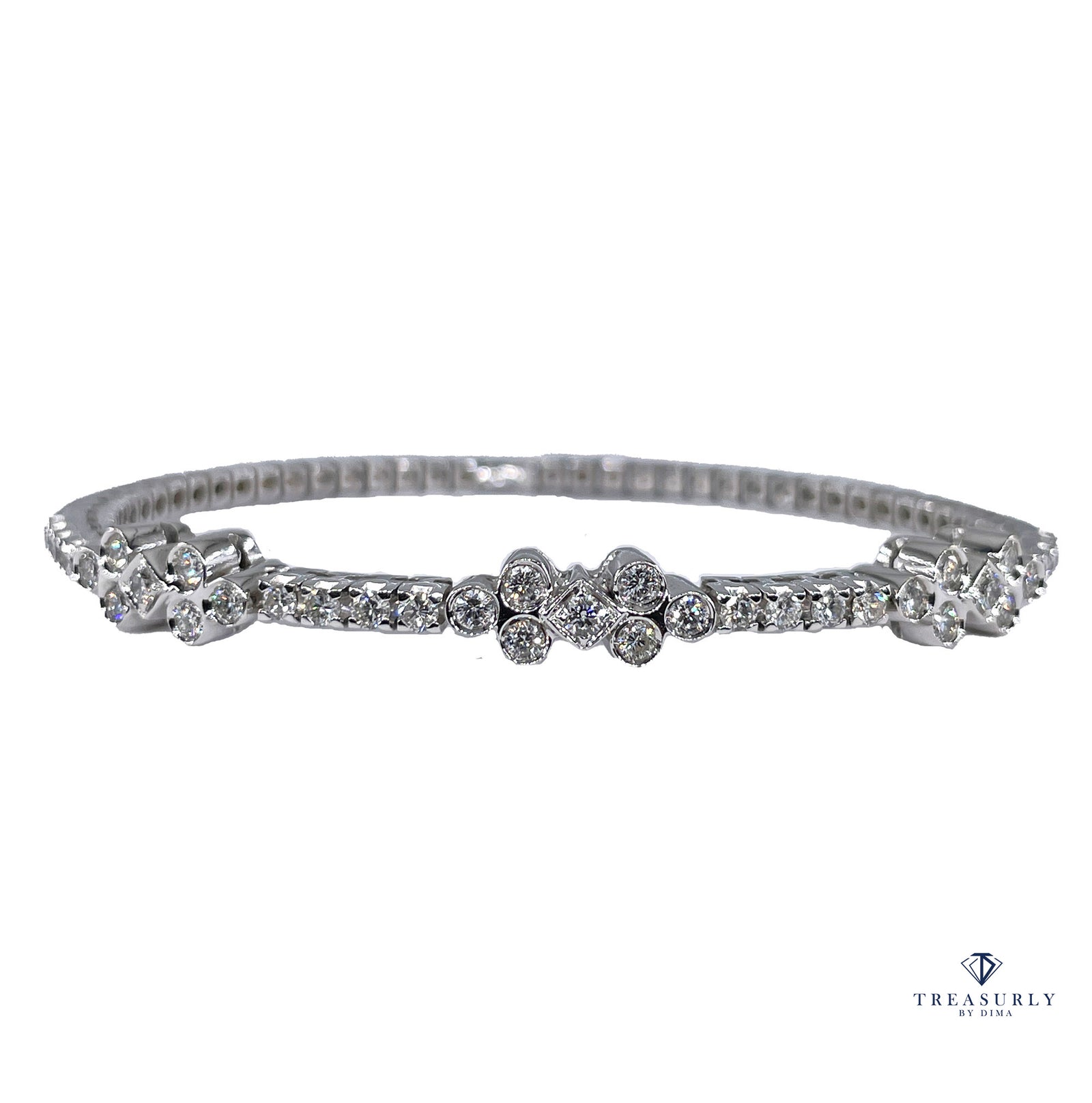 み*よ様 ICE BANGLE 101 Bangle Silver Tone Bracelet With Rhinestone Bracelet by Lia