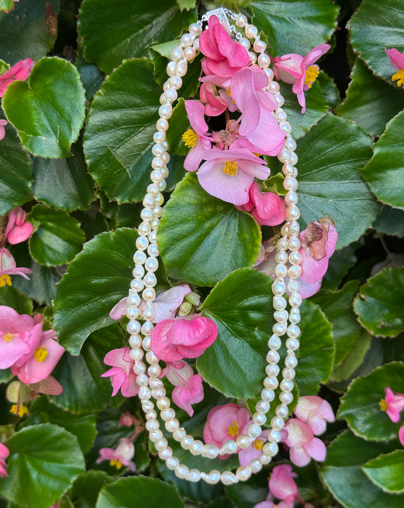 GIA 2-Strand Akoya Baroque Japanese Pearl 14K White Gold Vintage Necklace; Multi Strand Pearl Necklace