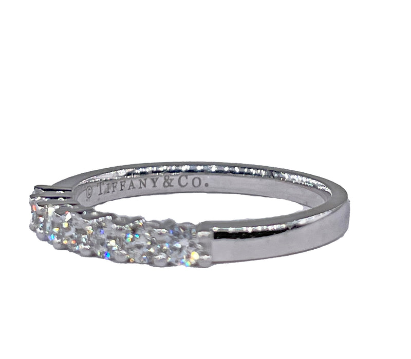 TIFFANY & Co Authentic Embrace with a Half Circle of 7 Diamonds Forever Platinum Ring Pt950