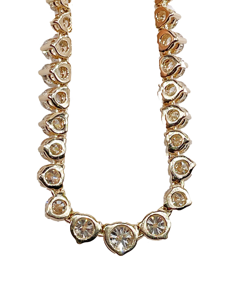 9.12ct Estate Vintage Graduated Round Diamond Tennis Necklace in 14k Yellow Gold