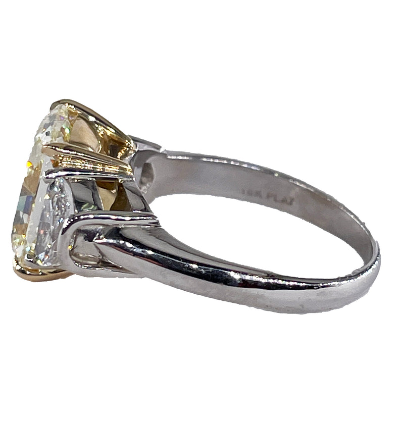 Estate GIA 4.85ct Natural Fancy Yellow RADIANT 3 Stone Diamond Engagement Platinum 18K YG Ring