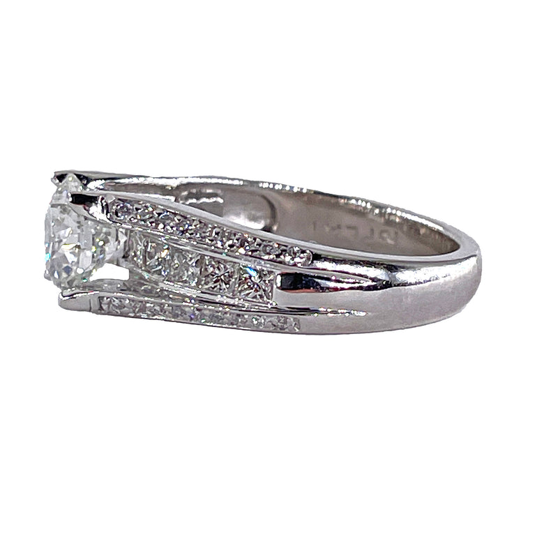 GIA 2.85ct H SI1 Round Cut Diamond Engagement Wedding Platinum Estate Ring