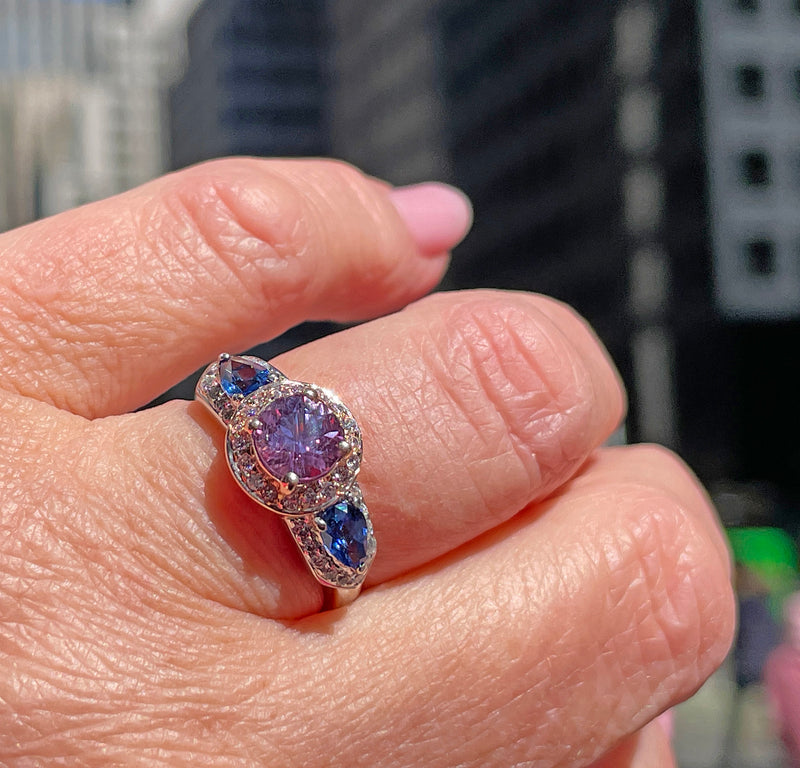 Vintage GIA Unheated Pink Blue Sapphire Pink White
