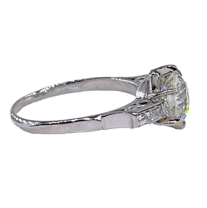 GIA Art Deco 3.24ctw Old European Diamond Engagement Antique Platinum Ring