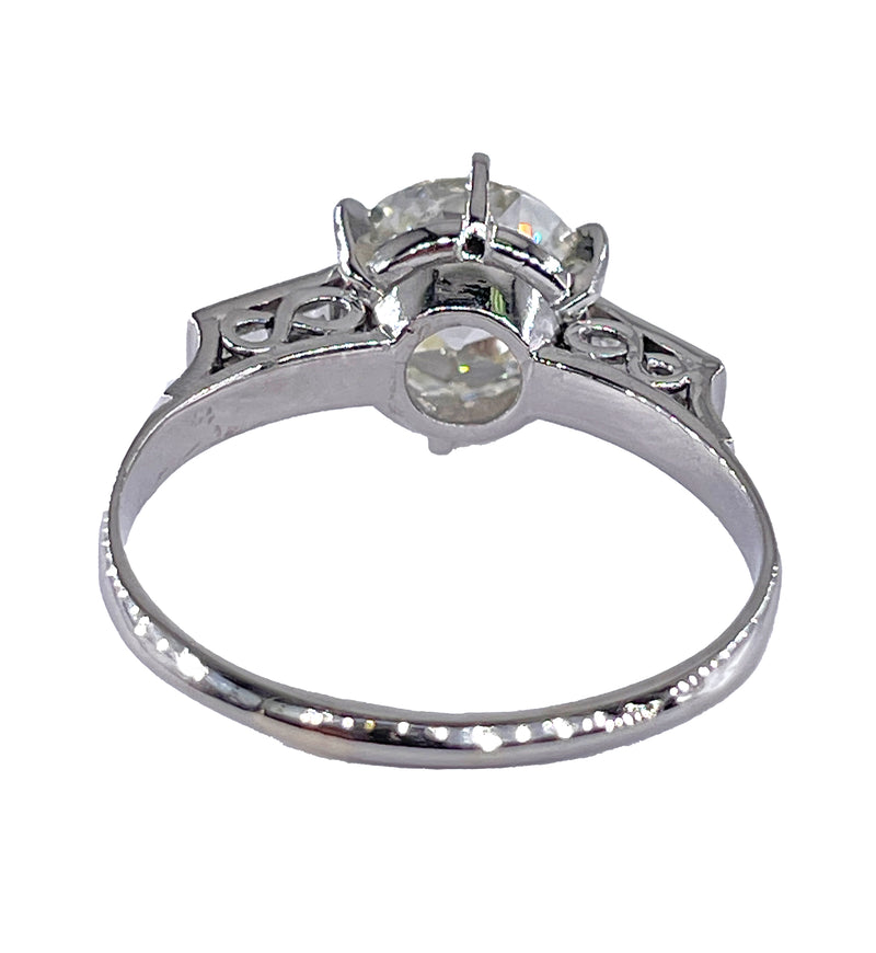 GIA Art Deco 3.24ctw Old European Diamond Engagement Antique Platinum Ring