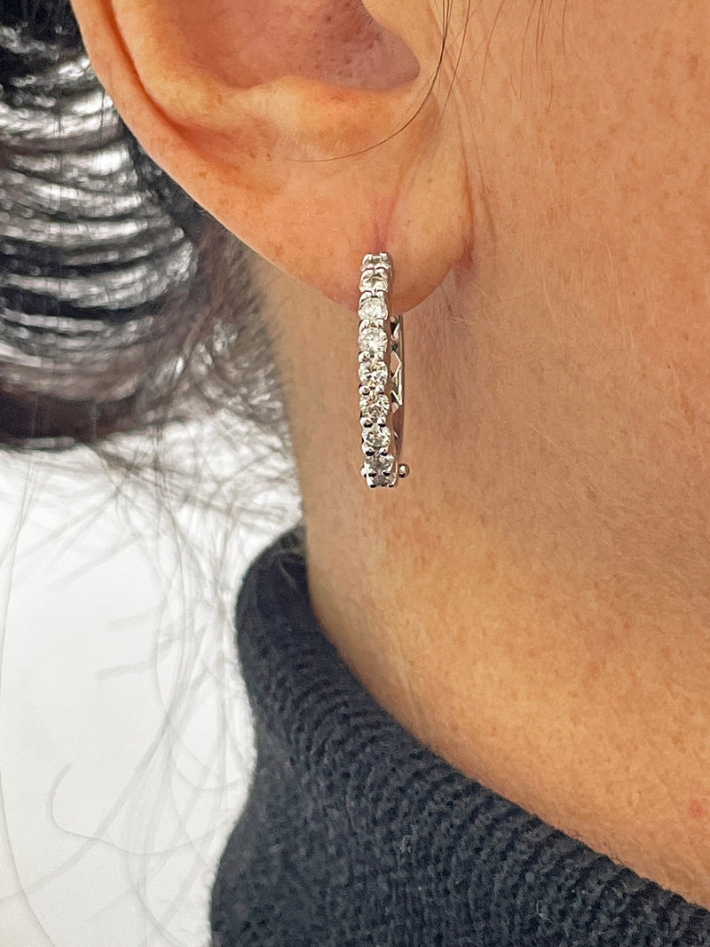 Round 1.10ctw Natural Diamonds 22mm Estate 14k White Gold Hoop Earrings