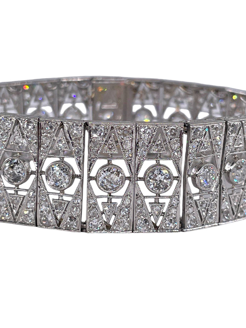 French Art Deco 17.05ct Old European Diamond Platinum Line Bracelet