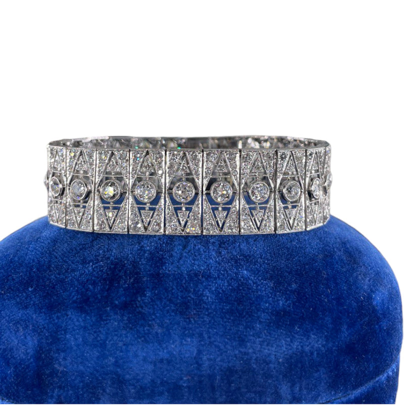 French Art Deco 17.05ct Old European Diamond Platinum Line Bracelet