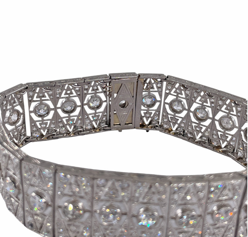 French Art Deco 17.05ct Old European Diamond Platinum Line Bracelet