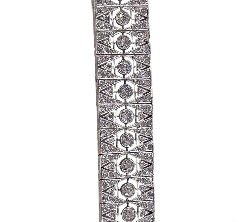 French Art Deco 17.05ct Old European Diamond Platinum Line Bracelet